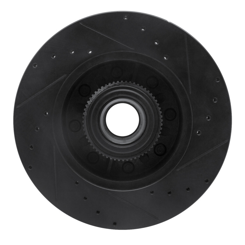 Ford F-250 Super Duty Brake Rotor (1) - Front Left - R1 Concepts - Drilled & Slotted - Black - `11-`25
